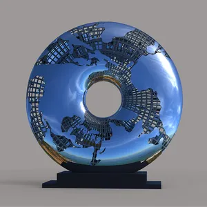 China Metal Heykel Supplier Mirror Surface Polished 304 Stainless Steel World Globe Sculpture