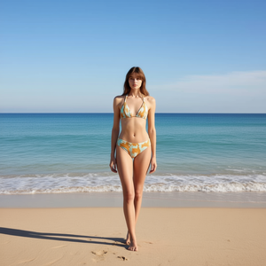 Costume da bagno intero HDJ Plus Size con controllo pancia, scollo incrociato, vita alta e stampa - Abbigliamento da spiaggia donna SQ67555 - Product Image 5