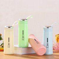 Bouteille d'eau en verre réutilisable portable de haute qualité à double paroi de 400 ml, avec logo personnalisé, multicolores, pour les voyages en plein air