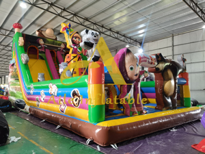 Nouveau design Masha Bear Bounce House 3D Cartoon gonflable pour enfants Funland Climbing Gonflable Slide Combo - Product Image 3