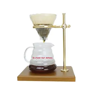 Koffie Druppelaar Set Brouwer Langzaam Druppelen Giet Over Koffiezetapparaat Staan Koffieset Bamboe Bodem Druppelaar