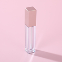 Tube d'emballage de brillant à lèvres en plastique transparent carré personnalisé de haute qualité contenants d'huile et de glaçure cosmétique vides en gros