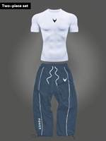 Ensemble de sport pour homme, t-shirt à manches courtes à compression avec taille élastique et pantalon de jogging, tenue de sport respirante pour la salle de sport