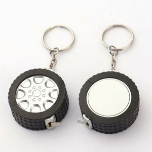 Mini Meter Tape Measurering Key Chains Portable Sublimation Keychain Blanks Custom Tire Style Personalize Tape Measure Key Rings - Product Image 1