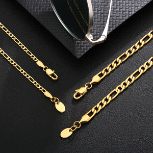 Wholesale Fashion Jewelry 3mm 18K Gold Plated Link Stainless Steel Figaro Rope Cuban <b>Chain</b> Women Necklace Mens <b>Chains</b> - Product Image 1