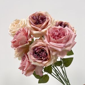 Bouquet de roses artificielles en soie pour décorations de mariage et arrangements de table de salon - Product Image 2