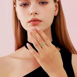 Gold Plated Women's Rotating <b>Ring</b> Stainless Steel <b>Ring</b> Just Breathe <b>Ring</b> <b>Couple</b> <b>Ring</b> Pressure Reducing Jewelry Factory Wholesale - Product Image 4