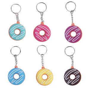 Hot Selling Cute Soft Wholesale PVC 3D Donuts Key Chains Custom Rubber Keyring With Your Logo Promotional Gifts Kawaii Gifts
