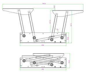 Meccanismo per Tavolo da Caffè Trasformabile in Tavolo da Pranzo, con Cerniera a Farfalla, Regolabile ed Estensibile - Product Image 3