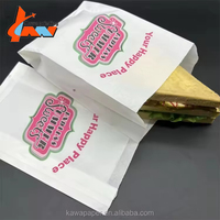 Sac en papier blanc imprimé sur mesure, résistant à la graisse, avec fenêtre, pour sandwichs, hamburgers, boulangerie, emballage alimentaire, jetable, à emporter