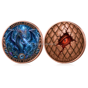 Pièces de monnaie de collection Myth Dragon Phoenix, en cuivre antique, imprimées en 3D UV, souvenir en métal, pièce de monnaie en cuivre pur de 1 oz - Product Image 2