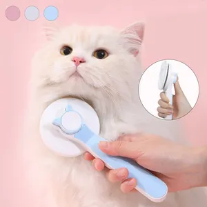 Wholesale Convenient Quick One Click Press Remove Floating Pet Hair Dog Massage Brush for Cat Comb