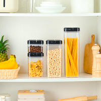 Ensemble de récipients hermétiques pour aliments, bocaux en plastique pour cuisine, empilables, pour céréales et pâtes, avec couvercle transparent à ouverture facile