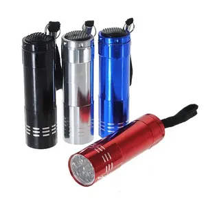 Wholesale Metal Aluminum 9 Led Mini Torch With Customized LOGO LED Flashlight