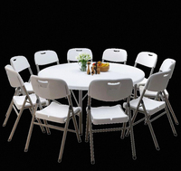 Table pliante en résine plastique de haute qualité, blanche, imperméable, empilable, design moderne, mobilier d'extérieur, table à tréteaux portable pour hôtel