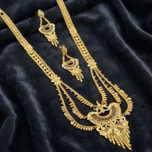 Juego de Collares Rani Haar Chapados en Oro Micro de 14K, 18K y 24K al por Mayor, Conjunto de Joyería Tradicional India, Conjunto de Joyería de Latón Dorado de Moda - Product Image 1