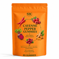 Gummies SYC BIO au Poivre de Cayenne, Aubépine, Betterave et Curcuma – Antioxydant pour la Vitalité Quotidienne des Adultes – 60 Gummies – Marque Privée OEM