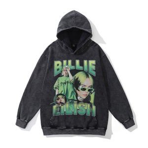 Sweat à capuche en pur coton lourd avec impression américaine rétro <span class=keywords><strong>Rodman</strong></span> Direct Spray et effet lavé pour hommes et femmes. - Product Image 5