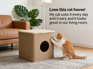Faltbares Katzen-Würfelhaus Gemütliches Plüsch-Versteck für Drinnen Zusammenklappbares Stoff-Katzenbett mit Einstiegslöchern Waschbares Kätzchen-Nest Haustier - Product Image 2