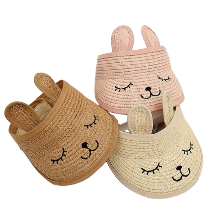 Летняя Солнцезащитная шляпа для улицы, новая детская шляпа с вышивкой и котенком, складная соломенная шляпа