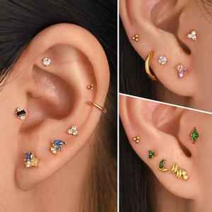 Boucle d'oreille de luxe en zircon marquise, en titane de qualité implant ASTM F136, <span class=keywords><strong>labret</strong></span> en grappe pour fête, mariage, bijoux fins - Product Image 2