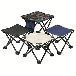 Chaise de camping pliante en alliage d'aluminium pour l'extérieur, en tissu Oxford, facile à transporter, avec support de lampe et plateau de pêche pour la pêche, la randonnée et les pique-niques - Product Image 1