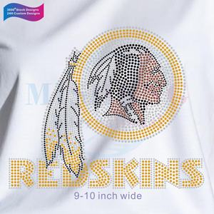 Nuovo all'ingrosso Bling <span class=keywords><strong>Redskins</strong></span> Logo della squadra sportiva indiana trasferimento di strass personalizzato NFL ferro su strass Logo personalizzato - Product Image 1