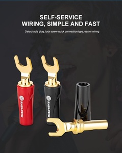 Rasantek 4pcs 24K mạ vàng đồng âm thanh Spade cắm Hifi 4mm âm thanh loa chuối Spade y kết nối cho loa Cáp - Product Image 5