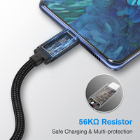 Cable USB 3.1 Tipo-C de Nailon Trenzado de 5 Gbps de Alta Transferencia de Datos con Carga Rápida de 3 A y 60 W para Computadora, Cámara, Impresora y Dispositivos iOS