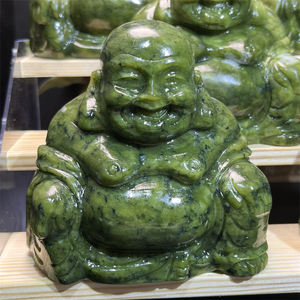 Piedra preciosa de cuarzo natural al por mayor Xiuyan Jade <span class=keywords><strong>Buda</strong></span> <span class=keywords><strong>sonriente</strong></span> tallado <span class=keywords><strong>Buda</strong></span> <span class=keywords><strong>sonriente</strong></span> de cristal para Decoración - Product Image 2