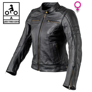 Carburo TWISTER CE chaqueta de moto de cuero certificada mujer Negro L - Product Image 1