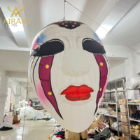 Tête de crâne gonflable populaire avec lumière LED intégrée pour suspension, idéale pour les spectacles de théâtre et les Halloween