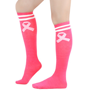 Calcetines hasta la <span class=keywords><strong>rodilla</strong></span> a rayas con cinta rosa para mujer al por mayor calcetines largos de fútbol para la temporada de primavera - Product Image 6