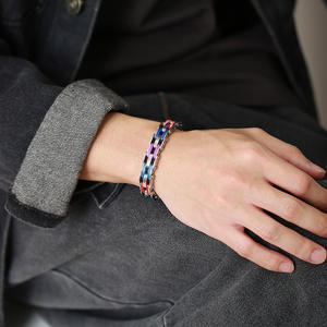 Braccialetto in acciaio inox titanio acciaio inox e titanio bicicletta Silicone braccialetto per gli uomini Hip Hop - Product Image 4