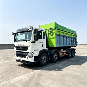 Camion benne à benne basculante HOWO 8X4 Diesel Euro 5 avec cabine blanche et système de bras de levage rouge - Product Image 6