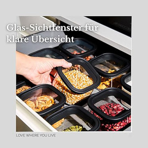 Recipientes Apilables de Vidrio Borosilicato para Almacenamiento de Alimentos, Frascos Herméticos de Cocina con Tapa Transparente para Pasta, <span class=keywords><strong>Cereales</strong></span>, Especias y Alimentos Secos - Product Image 6