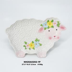 Piatto di Servizio in Ceramica a Forma di Pecora Pasquale, Vassoio per Antipasti a Forma di Agnello 3D con Motivi Floreali per Decorazioni Primaverili, Stoviglie Festive per le Feste - Product Image 5