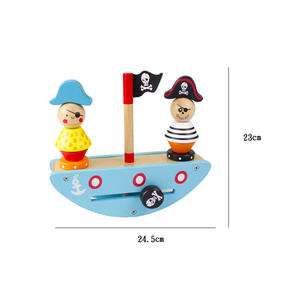 Jouet éducatif 2021 enfants jouets en bois montessori bébé mini pirate équilibre bateau - Product Image 4
