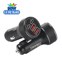 Chargeur de voiture HNT 90W 4 ports 2A2C OEM ODM, double PD45W QC18W, charge rapide, entrée DC12-24V, USB+Type C pour Apple Samsung