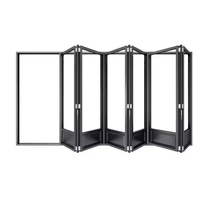 Accordéon interne moderne verrouillable coulissant Pared De Cristal Plegable Double Low-e Portes de patio en verre cloison de bureau