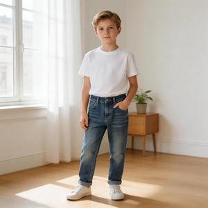 جينز للأولاد بتصميم مخصص وشعار خاص، ملابس أطفال صيفية وخريفية، أنماط فضفاضة ومتعددة الاستخدامات، بناطيل جينز للأطفال - Product Image 4