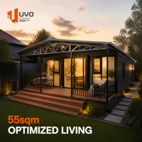 Maison conteneur extensible UVO 30FT : Maison préfabriquée de luxe de 55 m² |   Espace de vie et véranda optimisés pour le marché australien