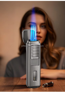 JOFI Wholesale Multifunction Cigar Lighter with Integrated Cigar Punch Cigar Cutter <b>Torch</b> Windproof & Portable Cigar holder - Product Image 2
