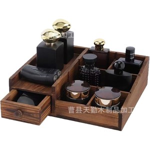 Wooden perfume <b>storage</b> <b>box</b> with <b>drawers</b>, washbasin countertop toiletries organizer, cosmetic <b>box</b> - Product Image 5
