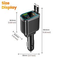 Chargeur de voiture pliable 6-en-1 (avec effet Starlight) 69W USB C à charge rapide, livré avec 2 câbles Type C pour iPhone 17, 17 Pro