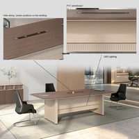 Ensemble de bureau de conférence personnalisé 5 pièces avec 4 ou 6 chaises, table optimisée pour la visioconférence, ensemble de salle de réunion robuste avec éclairage LED