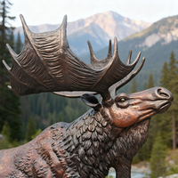 Sculpture animalière de jardin moderne en métal d'extérieur Statue d'orignal en bronze modèle artisanal personnalisé en fer plaqué décoration de la maison soudage