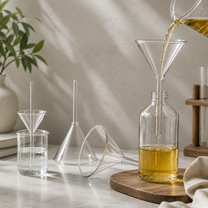 Entonnoir triangulaire en verre borosilicate haute résistance Degao avec long col pour un transfert et une filtration sécurisés des liquides dans les laboratoires de chimie - Product Image 6