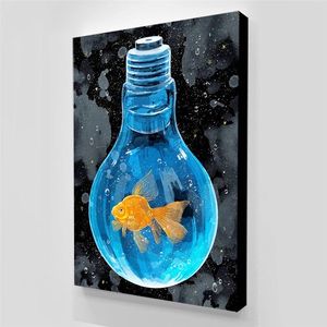 Salon décoration de la maison Cuadros Graffiti toile peintures poisson est dans l'ampoule affiches imprime images abstraites impression sur toile - Product Image 5