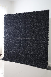 E negro 3D enrollable cortina flor telón de fondo Panel seda Artificial Rosa flor pared para el hogar boda fiesta evento decoración de fondo - Product Image 4